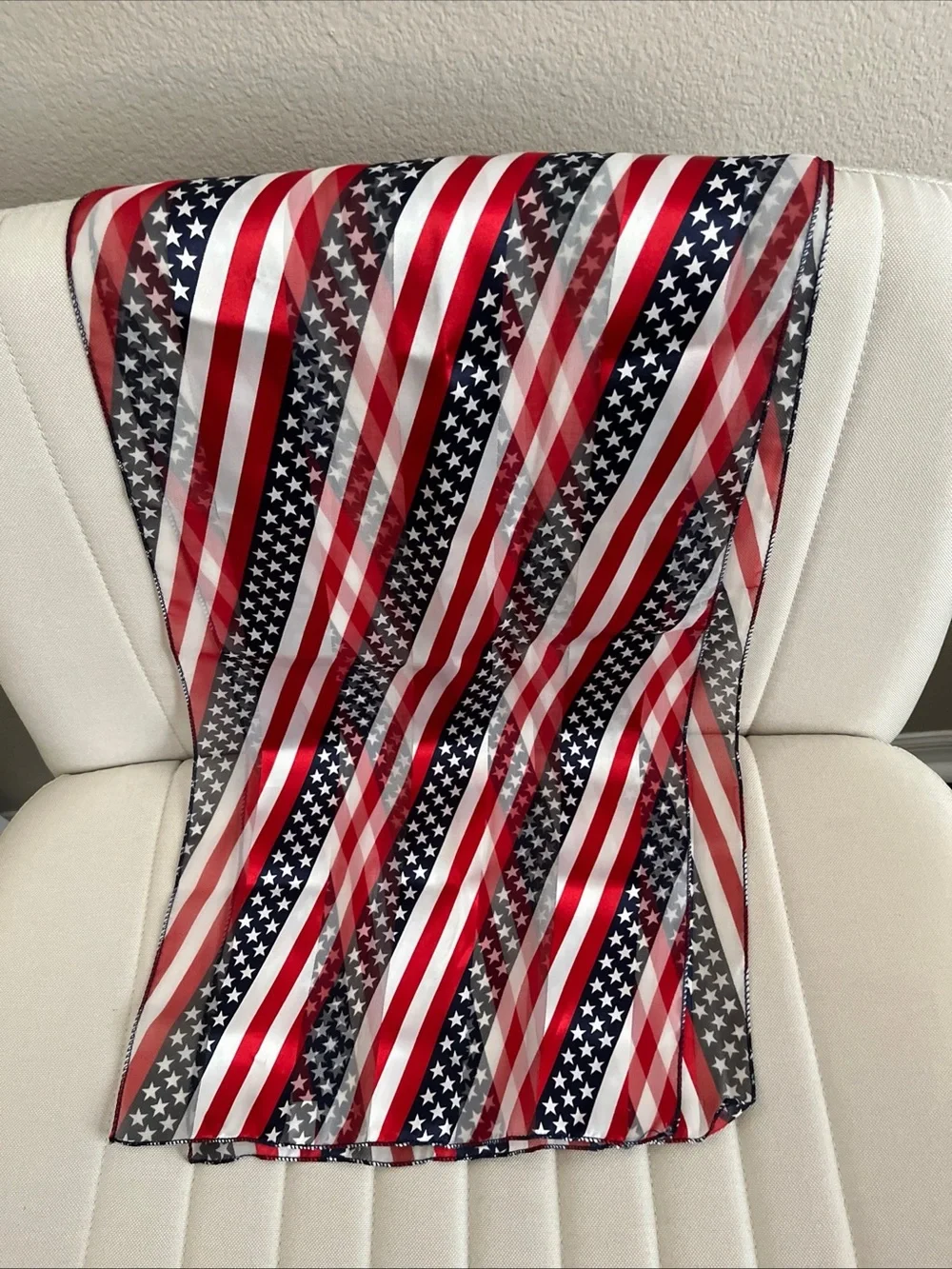 Estate Red White and Blue Star Stripe Scarf
